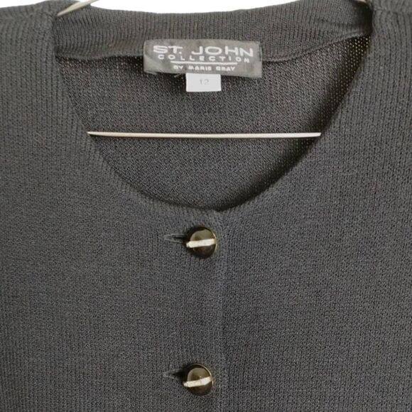 St John Womens Jacket Sz 12 Black Santana Knit Long Classic Vtg Collection - Picture 3 of 11